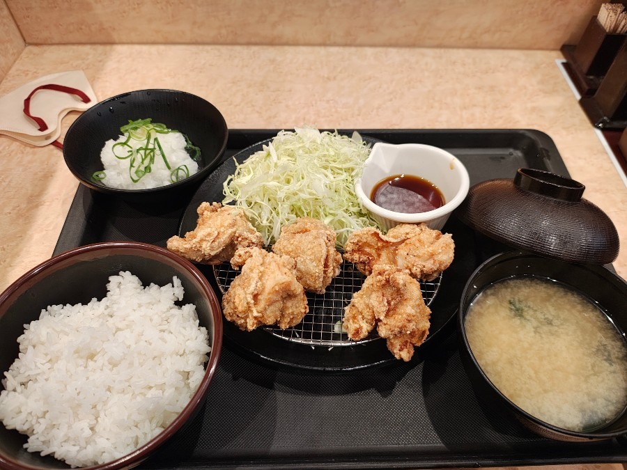 朝からガッツリ唐揚げ鬼おろしポン酢定食